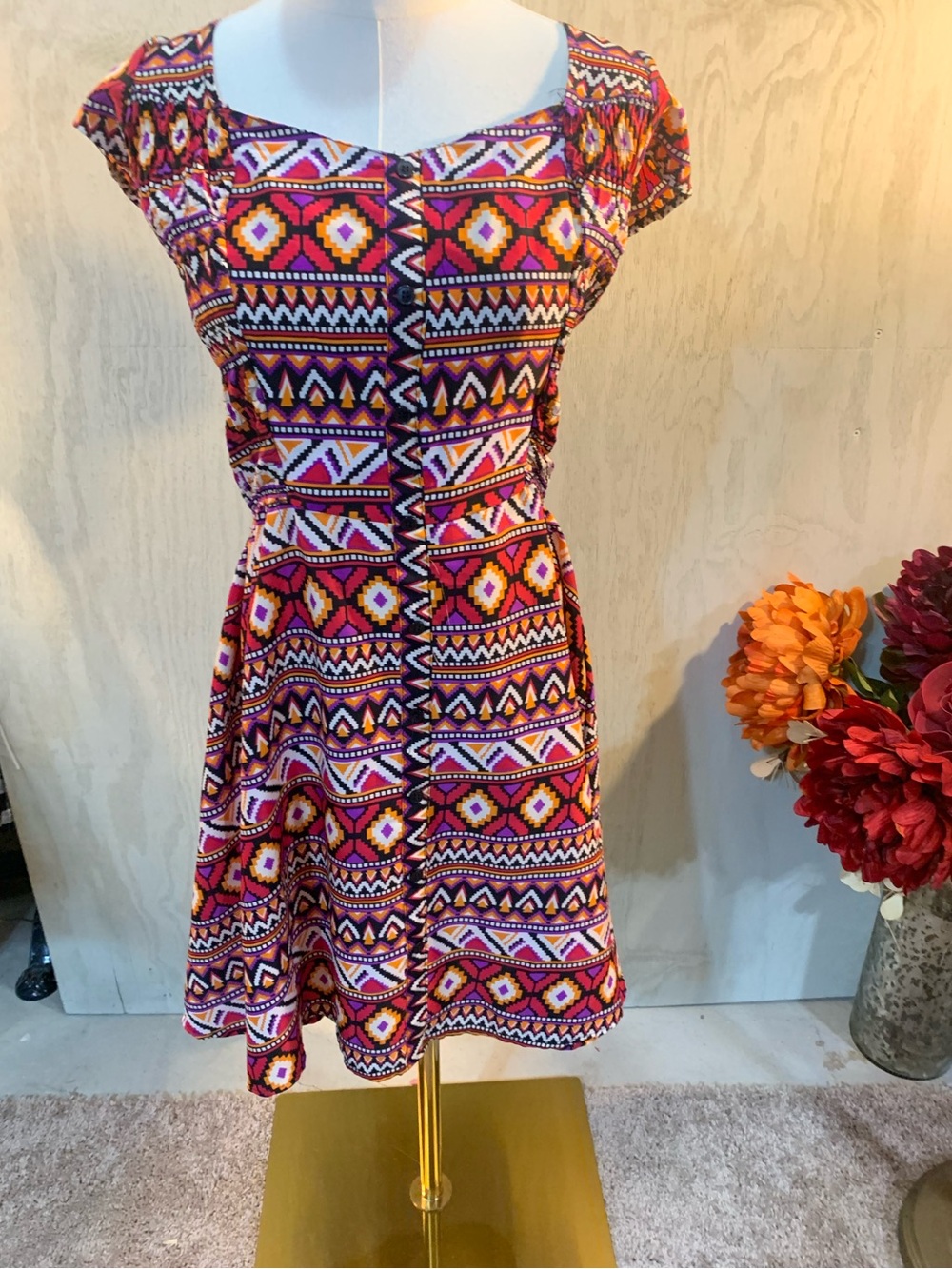 Speed Control Aztec Mini Dress - Pink, Purple, Yellow